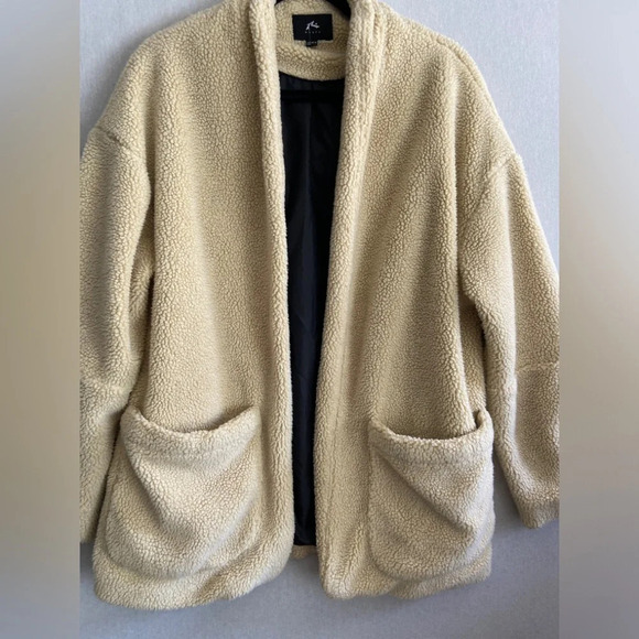 Rusty Sherpa  Fleece oversized open blazer jacket Sz L - Picture 3 of 10